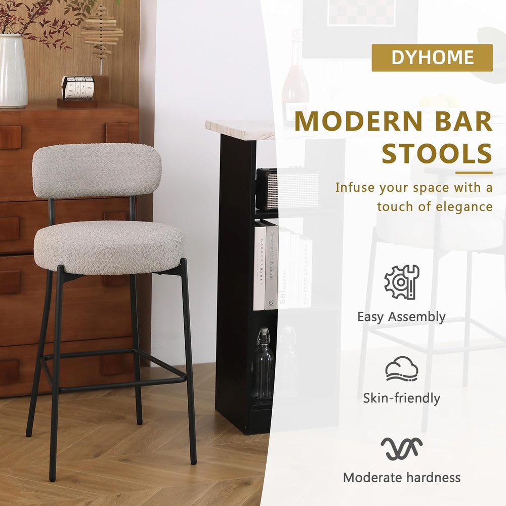 DYHOME Bar Stools Set of 4,Gray 28 Inch Counter Height Bar Stools with Back, ...