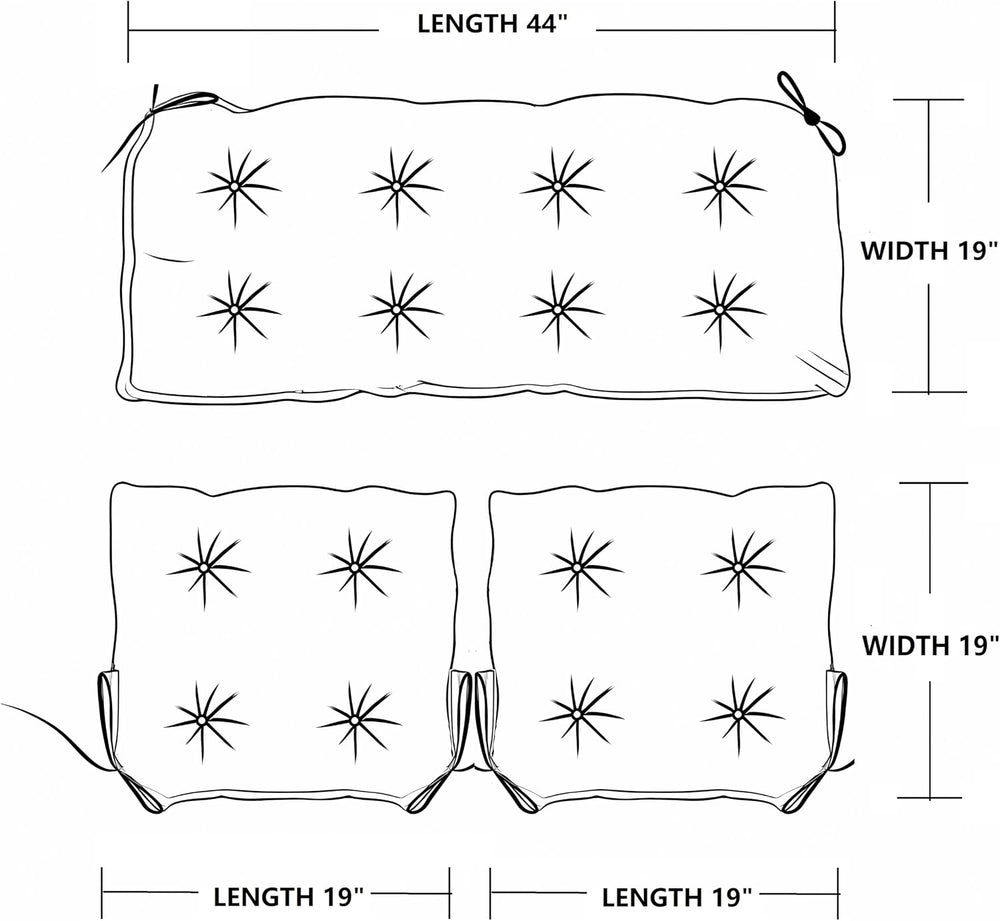 QILLOWAY Outdoor Patio Cushions Set of 3, Wicker Furniture Cushions with Ties...