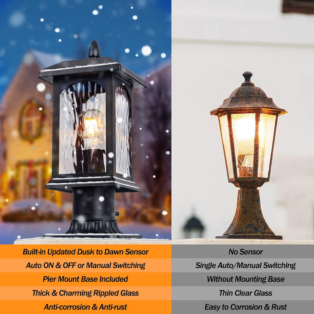 FILIYANO Dusk to Dawn Outdoor Post Lights, Pier Base Included, 1 Pack
