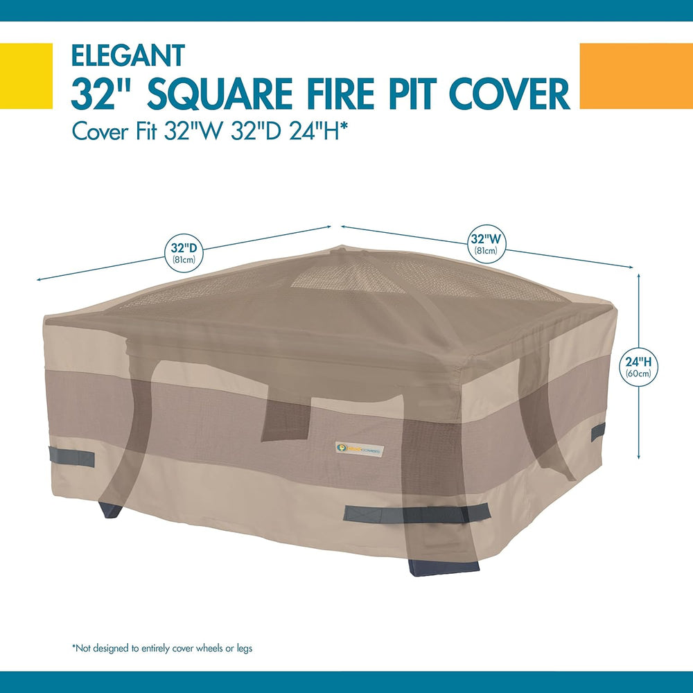 DUCKCOVERS Elegant Water-Resistant 30 Inch Square Fire Pit Cover, Outdoor Fir...