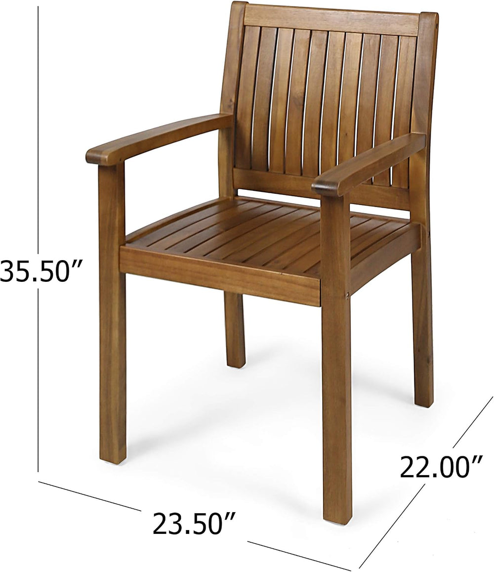 Christopher Knight Home Teague Outdoor Acacia Wood Dining Chairs (Set of 2), ...