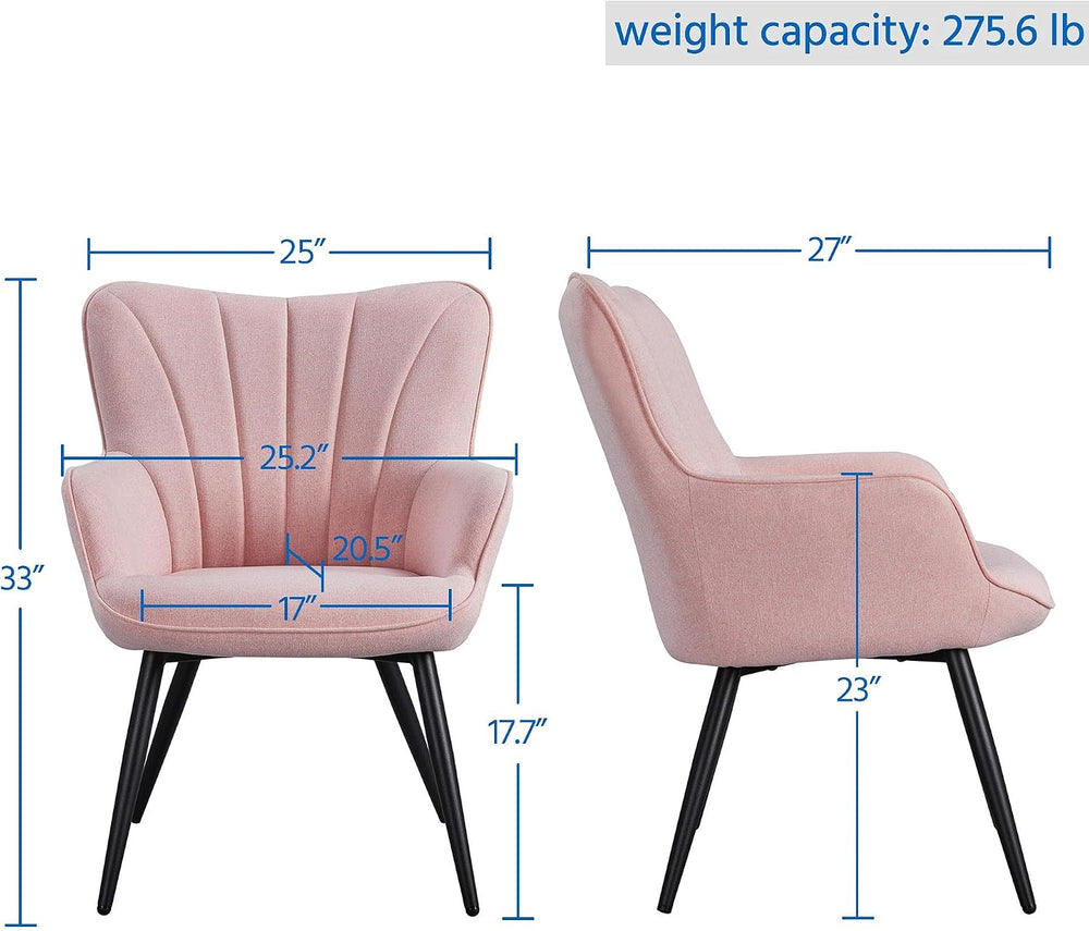 Yaheetech Accent Chair, Upholstered Armchair with Metal Legs, Pink