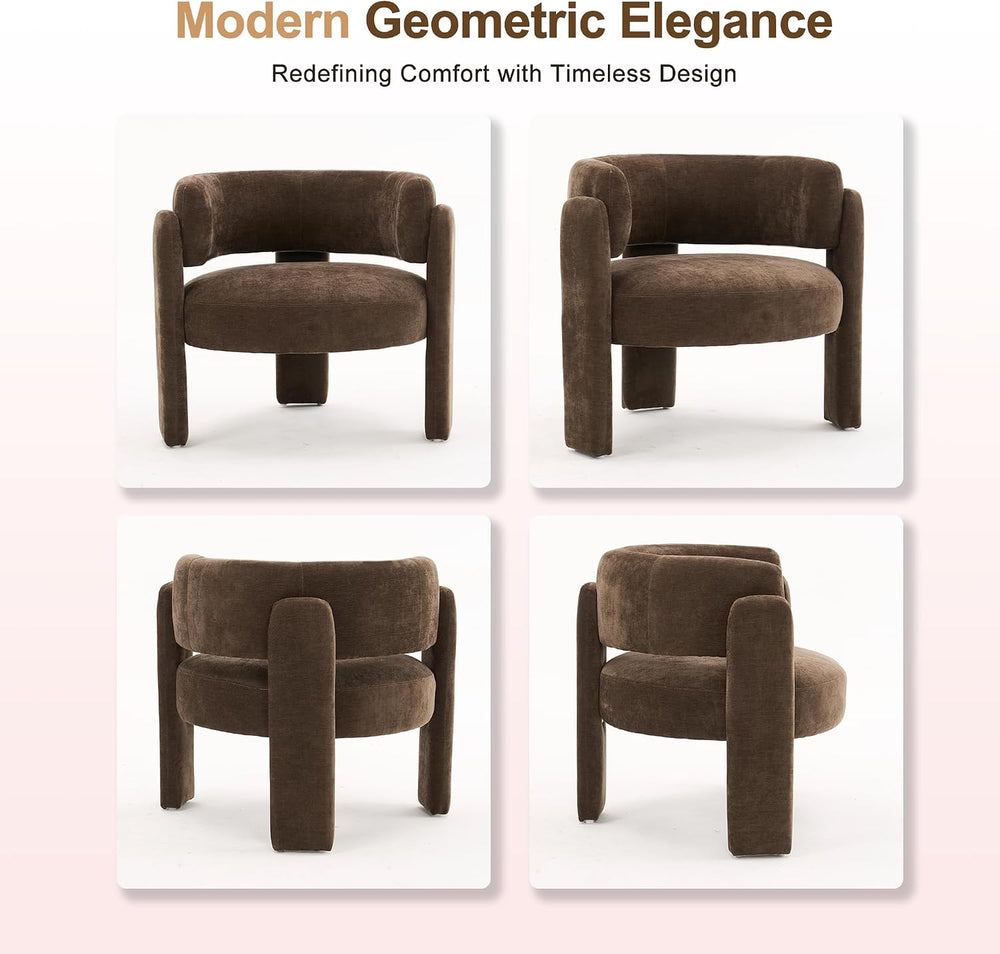 Modern Accent Barrel Chair,Mid Century Single Armchair with Curved Backrest U...