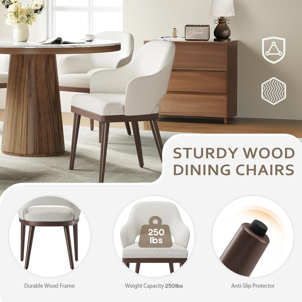 MALOL Wooden Dining Chairs Set of 6, Modern Fabric Upholstered Dining Room Ch...