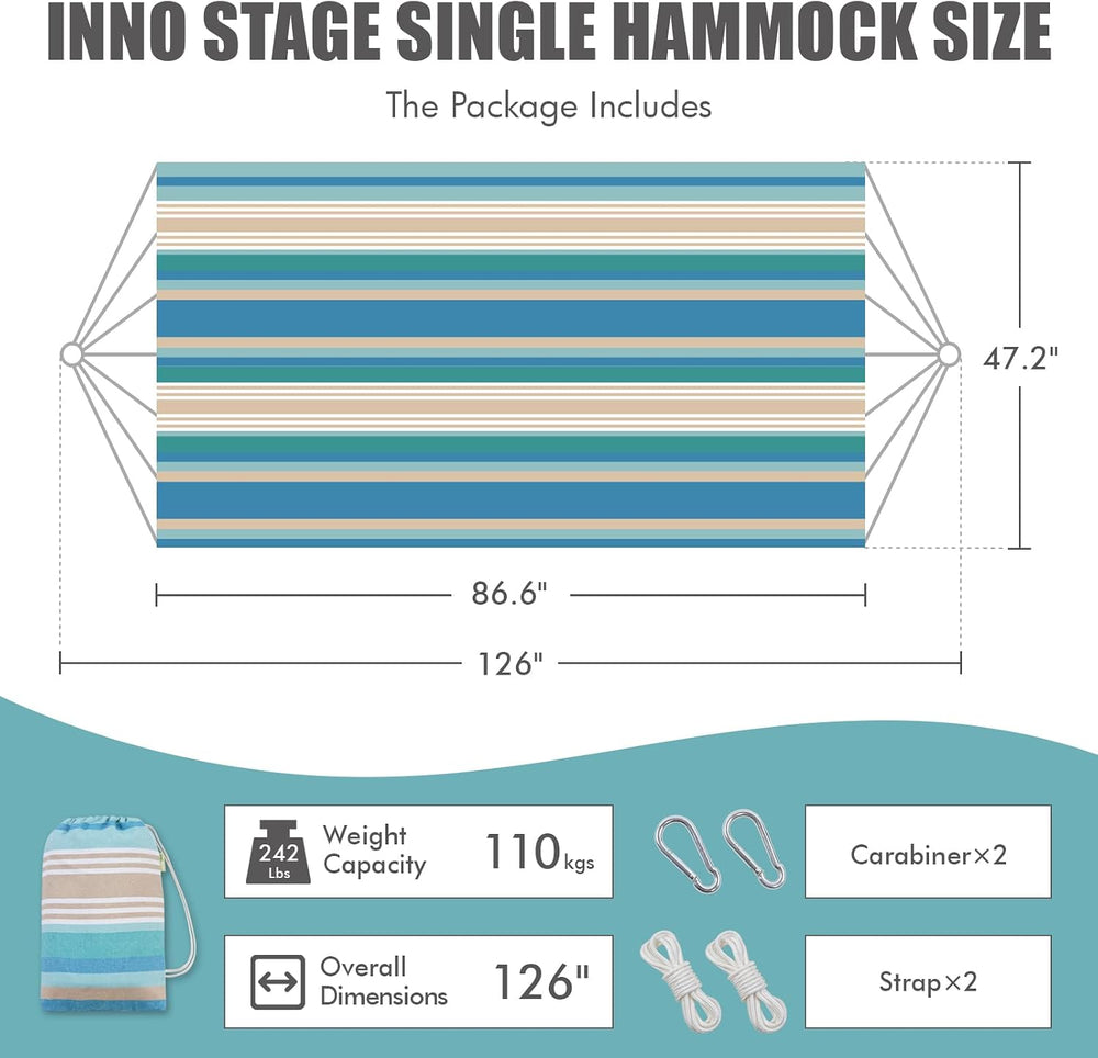 INNO STAGE Brazilian Hammock with Tree Straps, Carry Bag, Blue