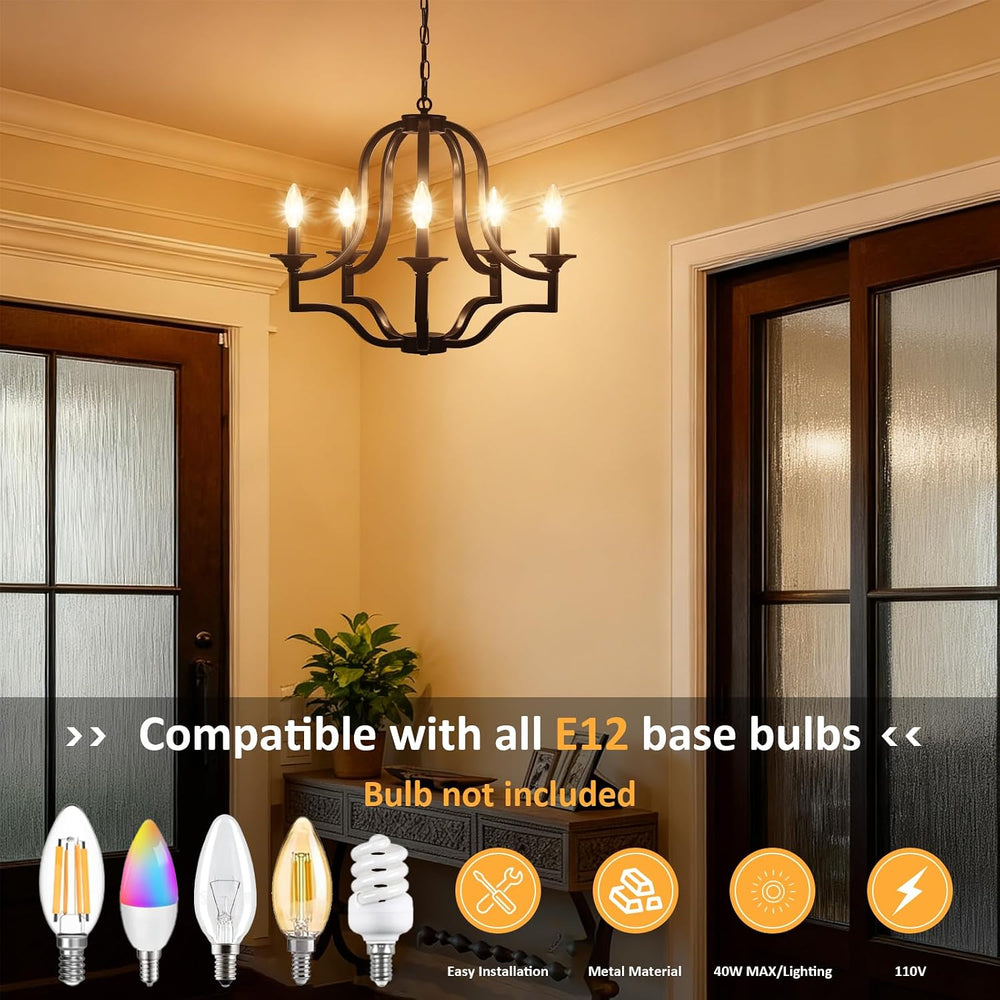 Black Chandelier Light, Modern Farmhouse Chandeliers for Dining Room Light Fi...