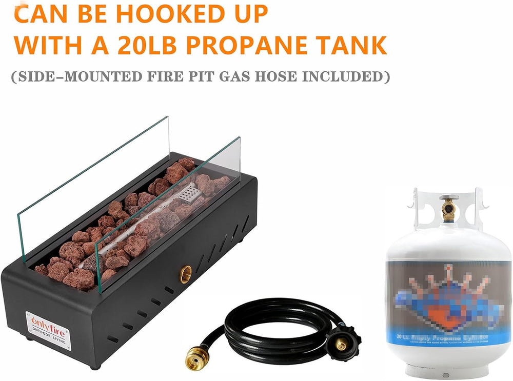 18" Propane Gas Fire Pit Side-Mounted, Portable Tabletop Fireplace, FP026