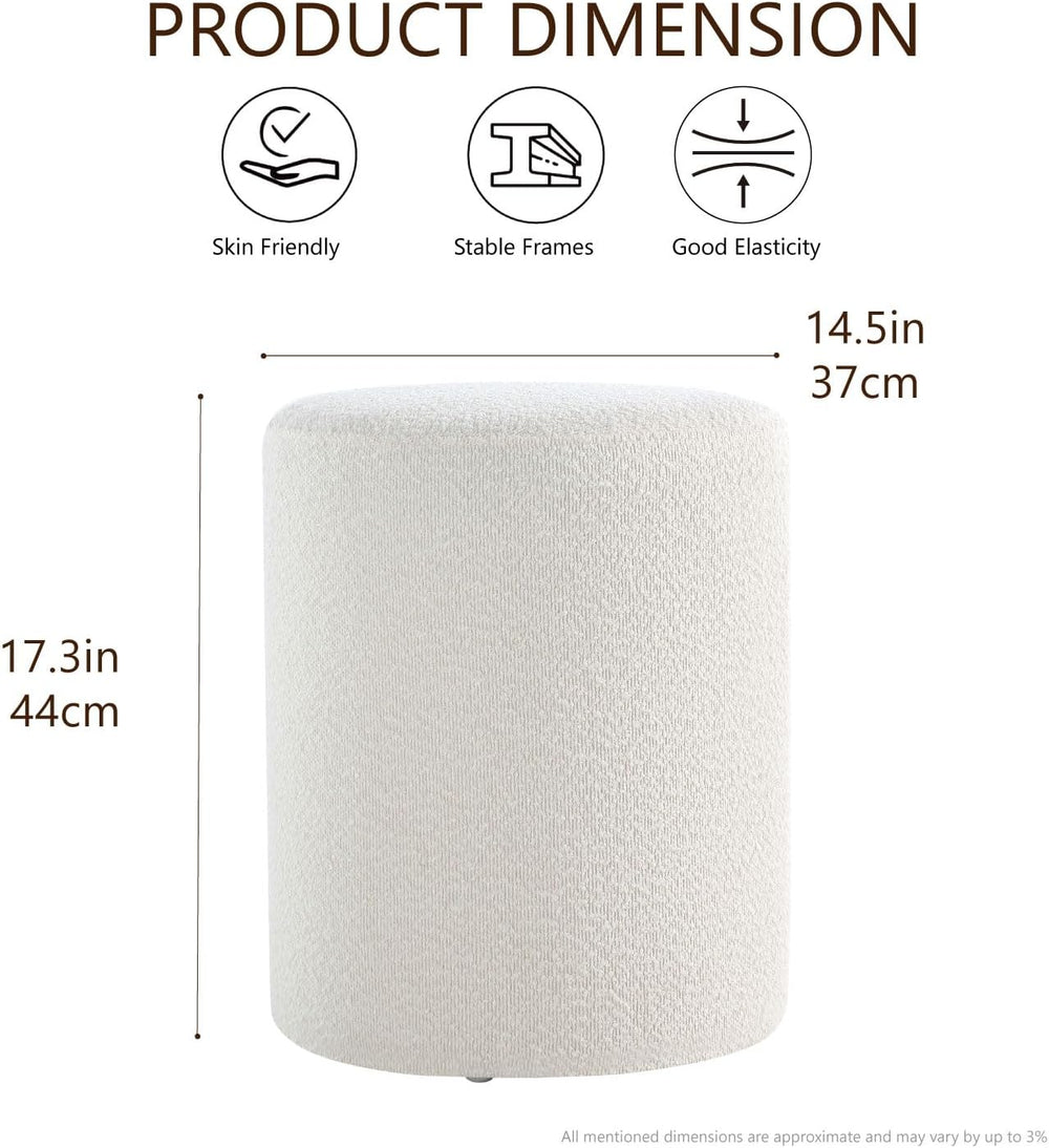 Get Set Style Modern Round Ottoman with Soft Padded Seat, Multifunctional Van...