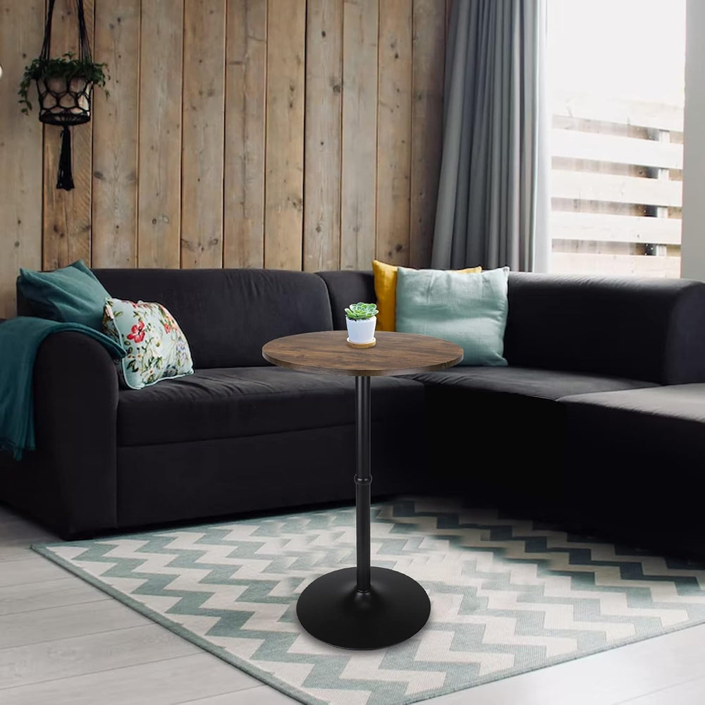 Leopard MDF Round Top Not Adjustable (41 INCHES Height) Bar Table, Brown