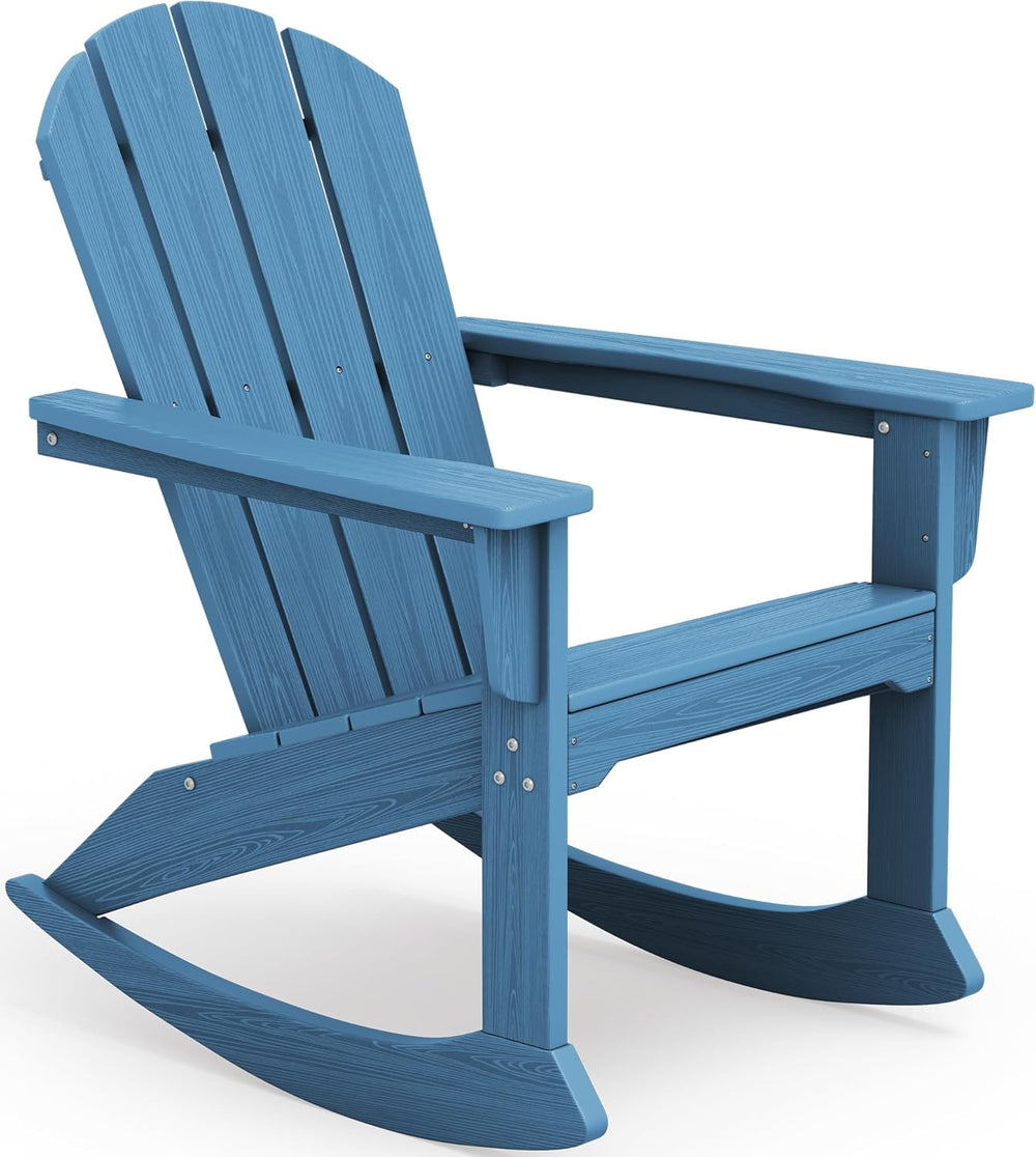 SERWALL Outdoor HDPE Adirondack Rocking Chair, All-Weather, Navy