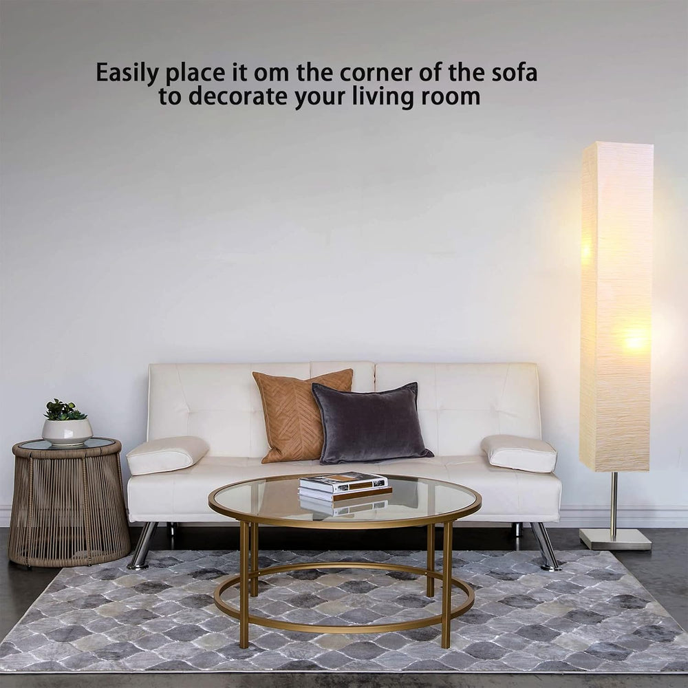 Modern Floor Lamp,Paper Tall Standing Lamp with Shade, Off White