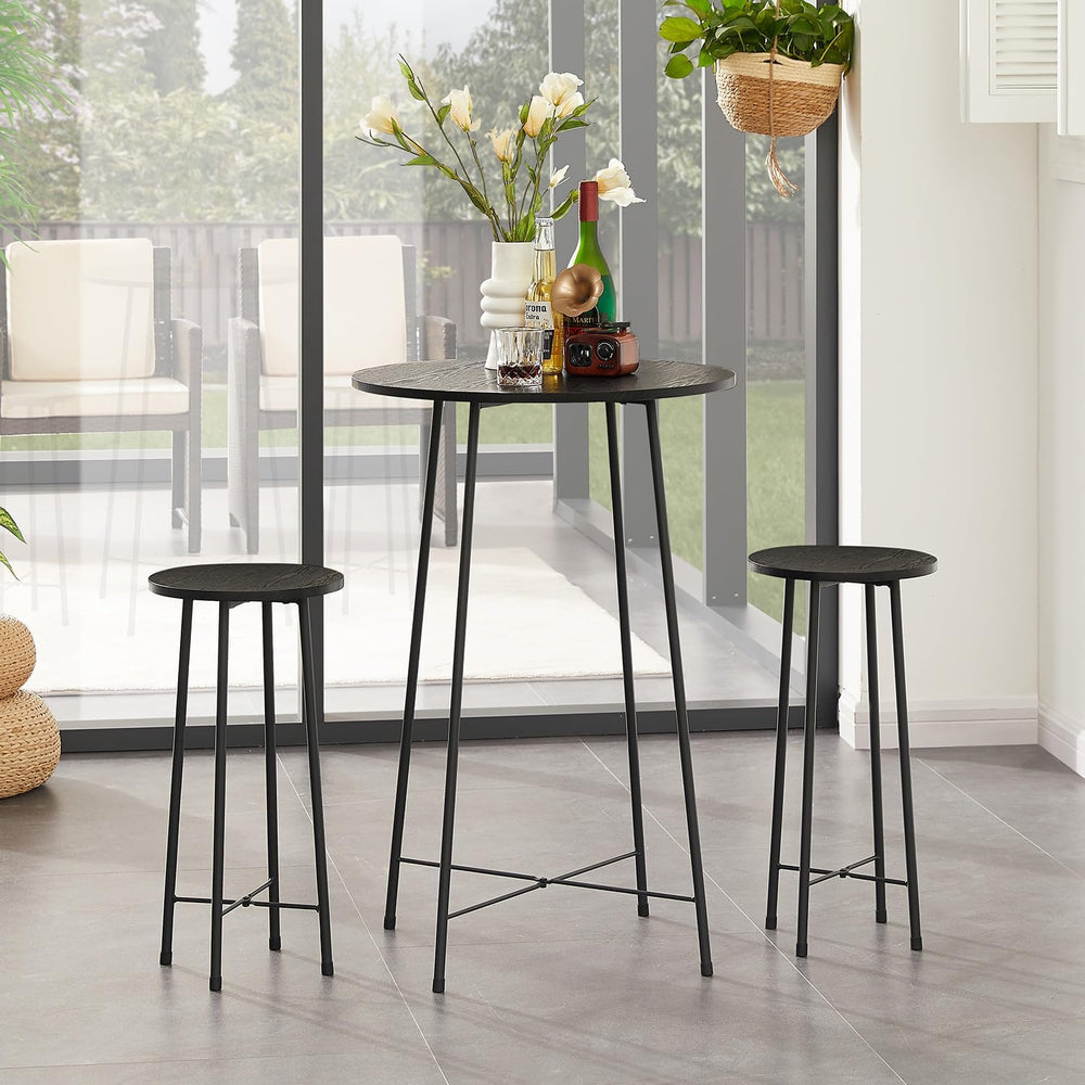 VECELO 3 Piece Pub Table and Chairs Sets Counter Height Bistro Bar Sets with ...