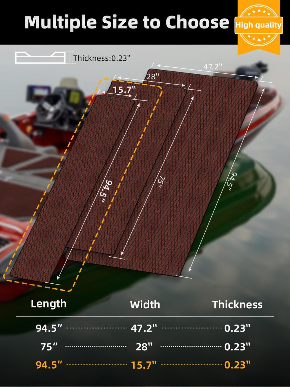 FOCEAN Boat Flooring EVA Foam Boat Decking Diamond Pattern Marine Mat Sheet