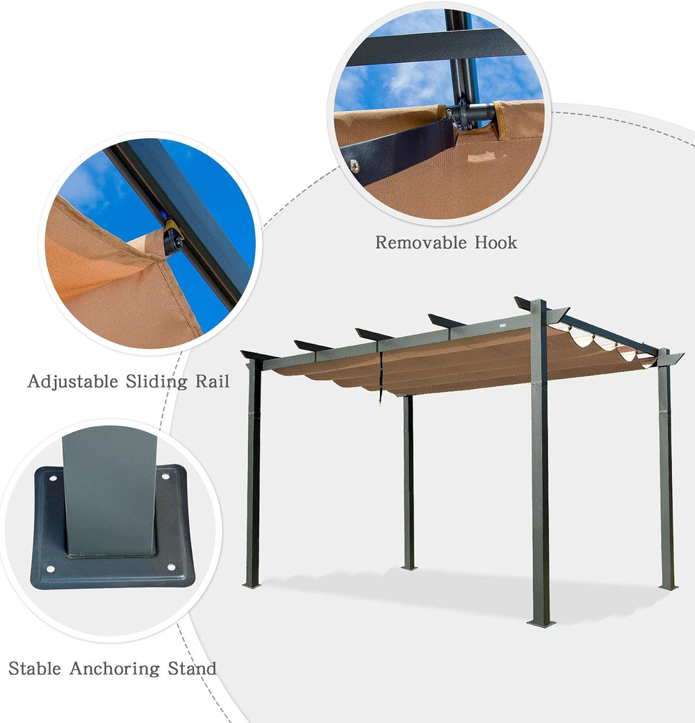 Domi Outdoor Living 10’ X 13’ Outdoor Retractable Pergola with Weather-Resist...