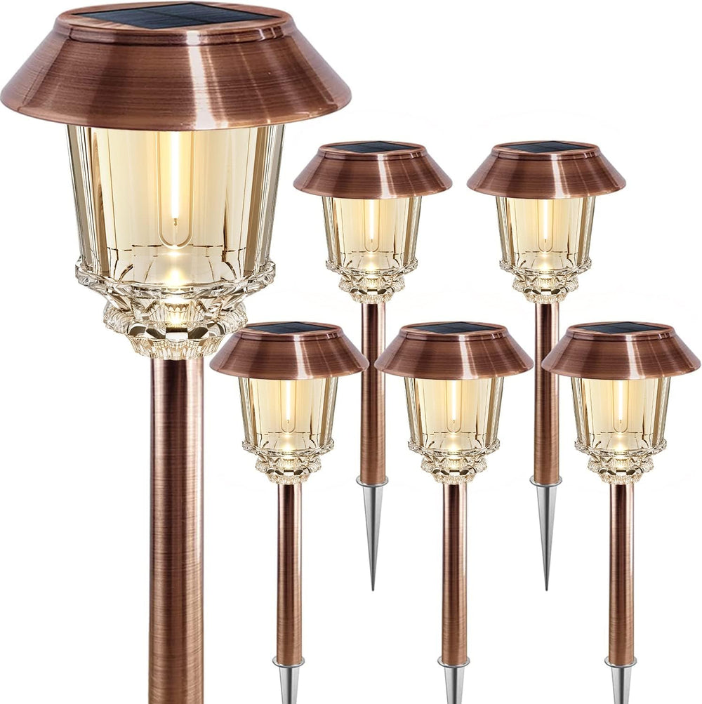 XMCOSY+ Solar Pathway Lights Outdoor - 6 Pack Solar Garden Lights, 10-40 LM D...
