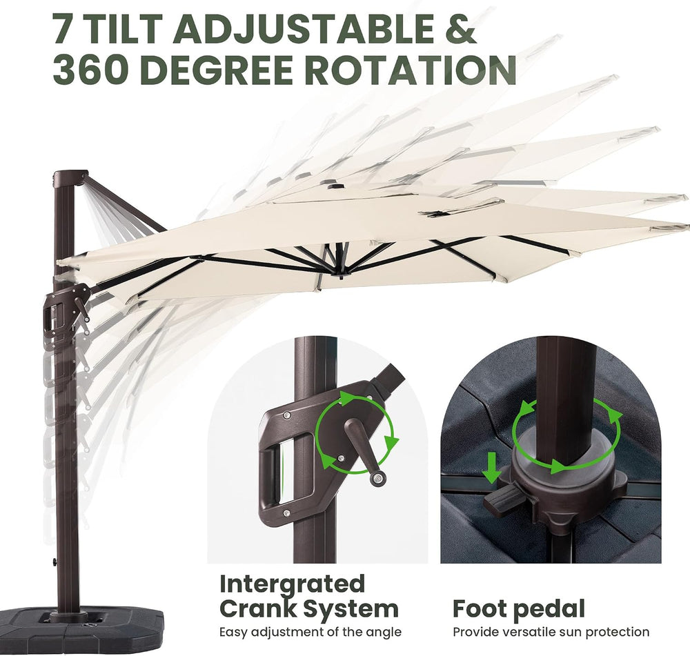 9' X 12' Cantilever Patio Outdoor Umbrella with Base Included