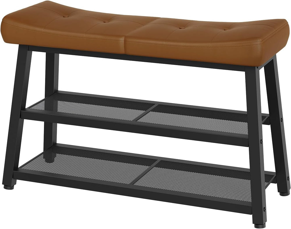 YATINEY Shoe Bench, 3-Tier Shoe Rack, Entryway Bench with Storage and Cushion...
