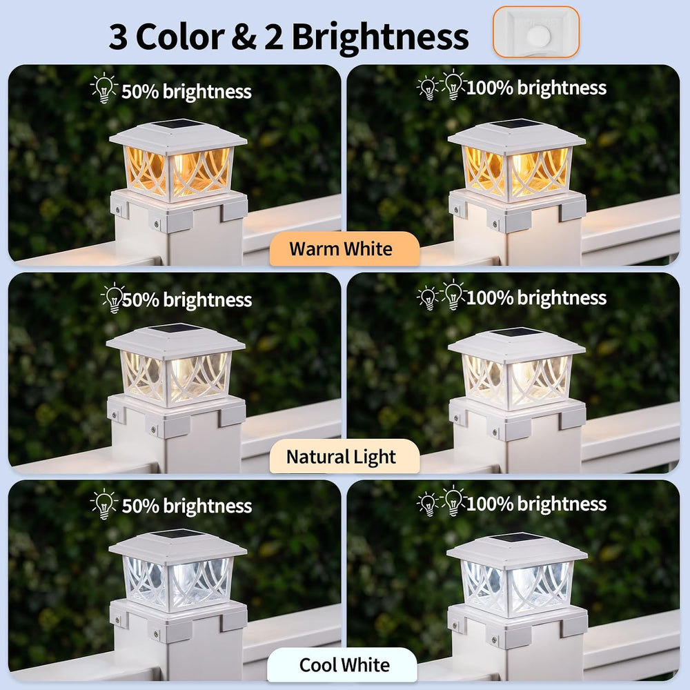 JOFIOS Solar Post Lights Outdoor 2pack, Adjustable Base Fits 3.5"–6"...