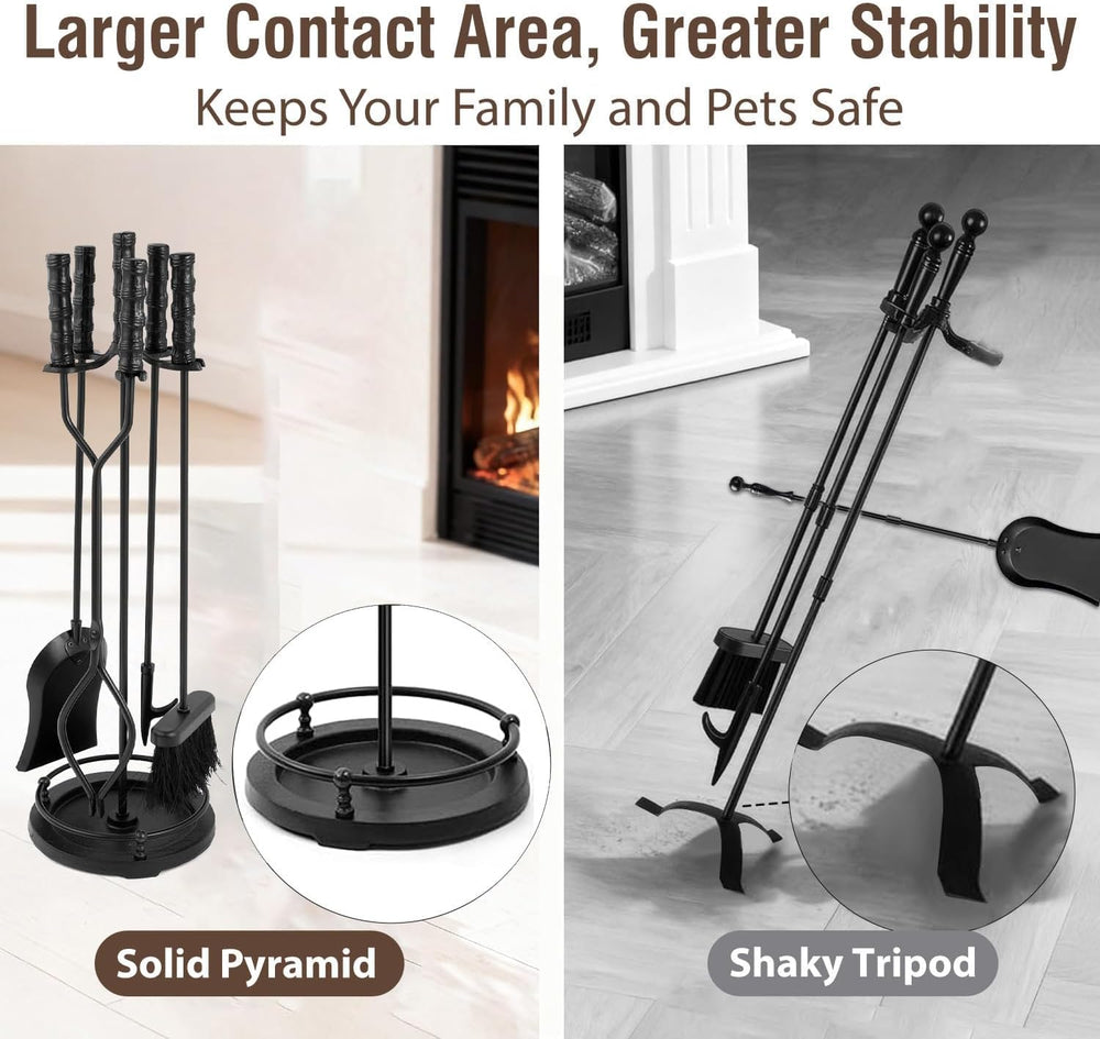 AMAGABELI Garden & Home 5 Pieces Fireplace Tools Sets Wrought Iron Indoor...