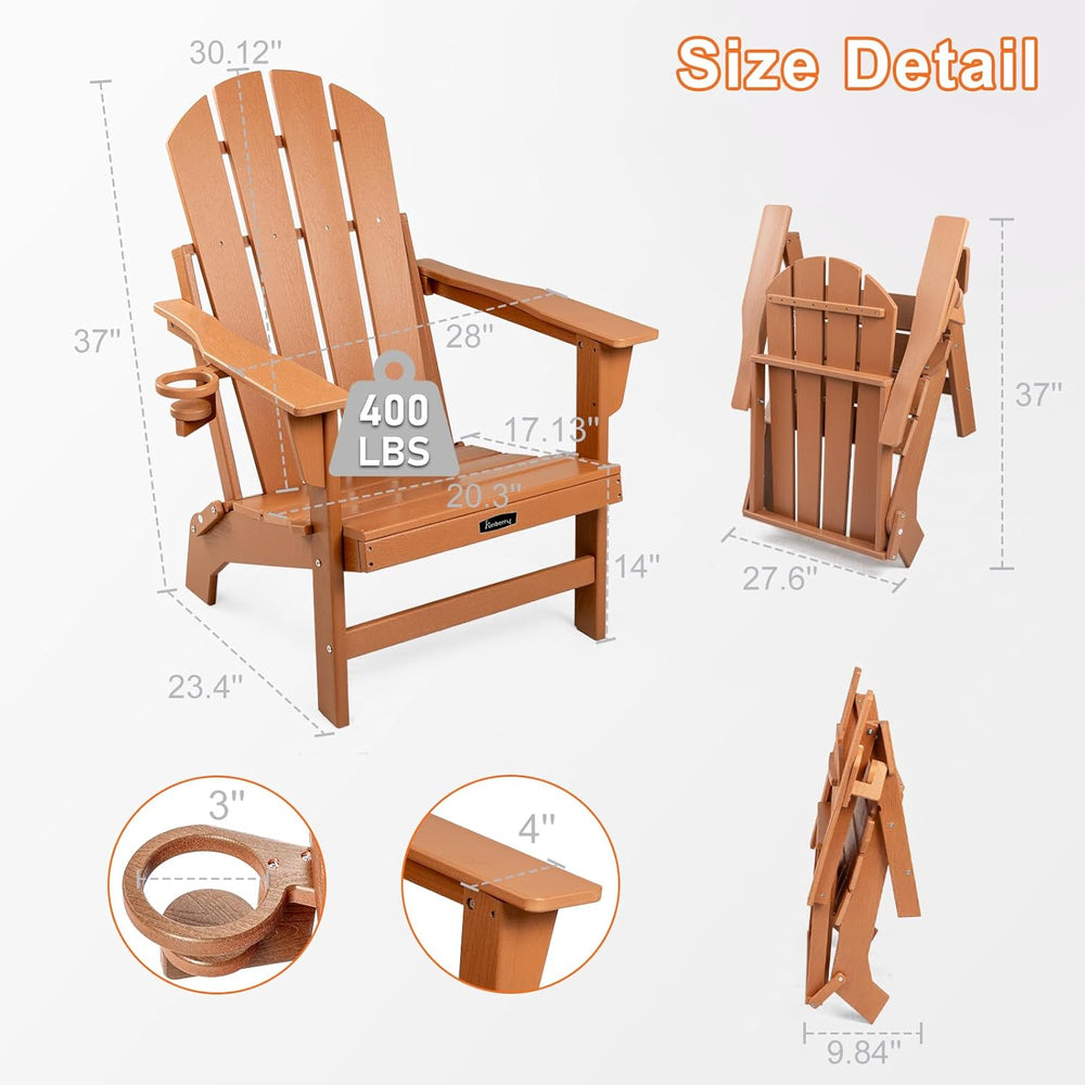 FUNBERRY Oversized Folding Adirondack Chair Set of 4, Fire Pit Chair 400LBS