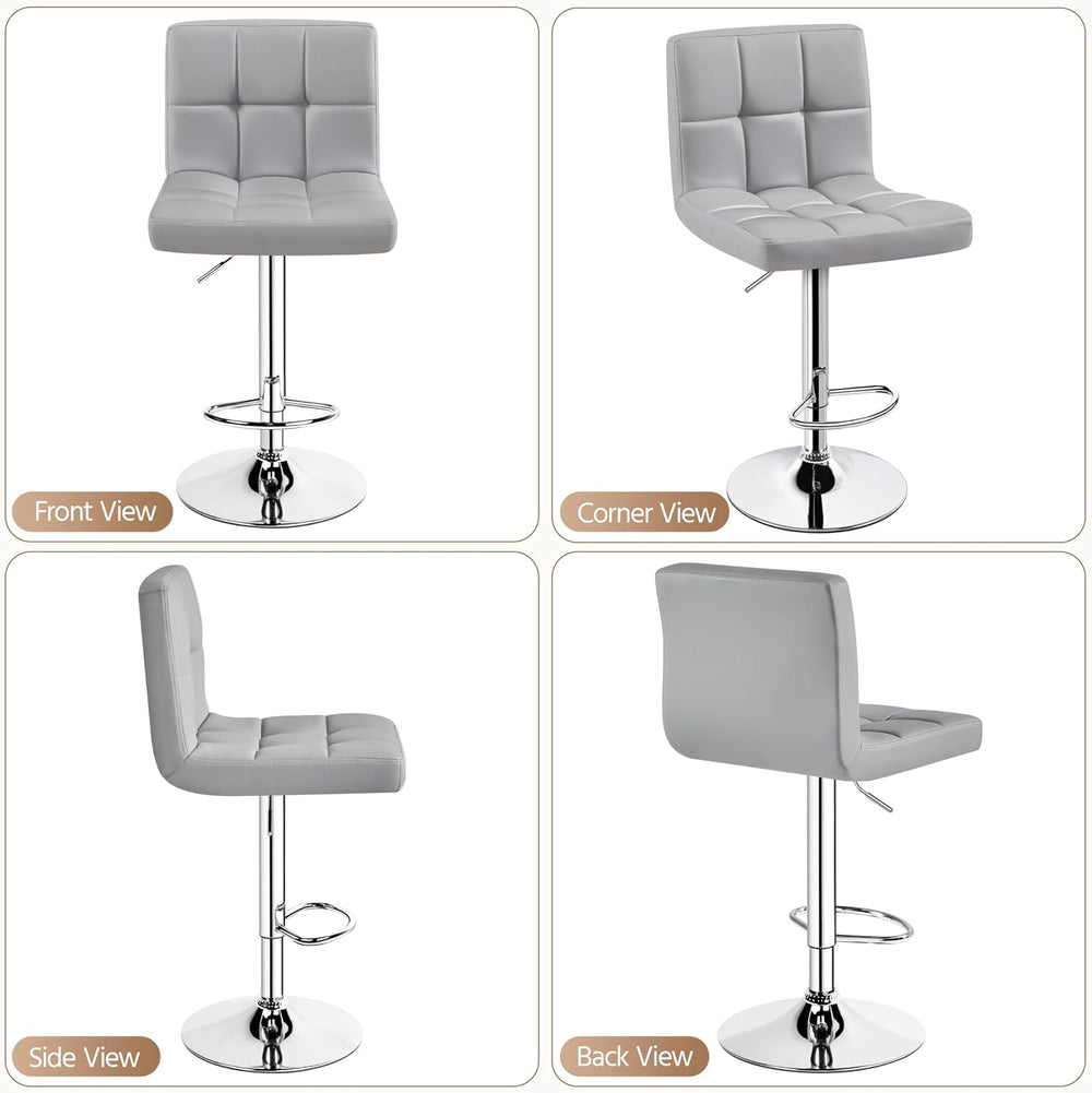Yaheetech Bar Stools Set of 3 Adjustable Counter Height Barstool Light Gray