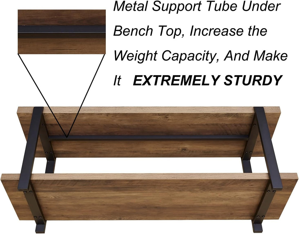 FOLUBAN Entryway Bench, Industrial Shoe Storage Bench for Bedroom Living Room...