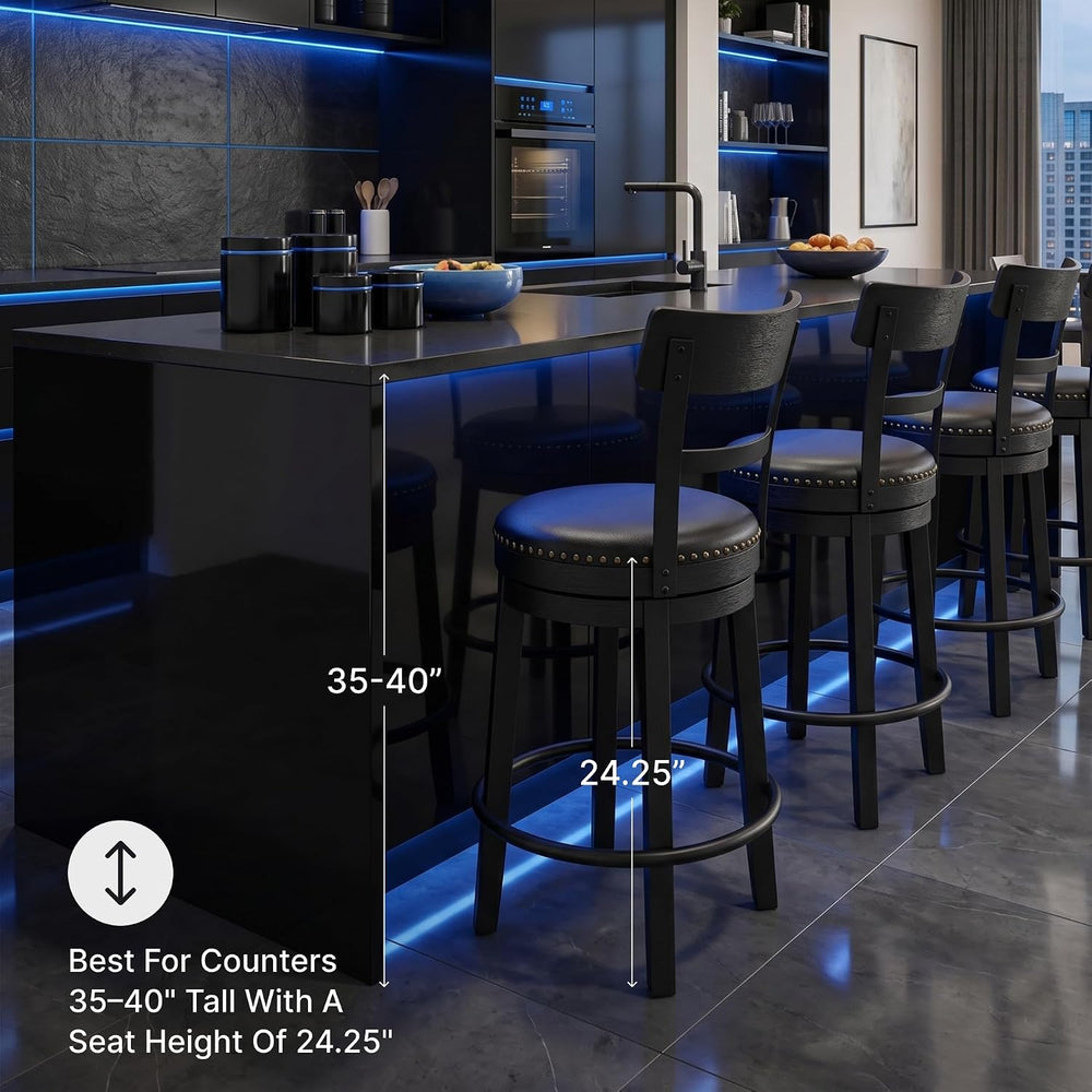 Signature Design by Ashley 1-Piece Counter Height Bar Stool, Black Swivel