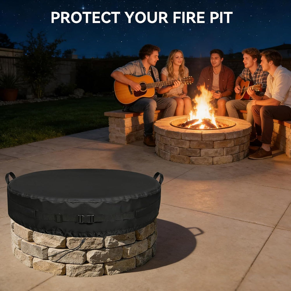 Onlyme Fire Pit Cover Round, 39-42 Inch Outdoor Firepit Covers 600D-42*9In