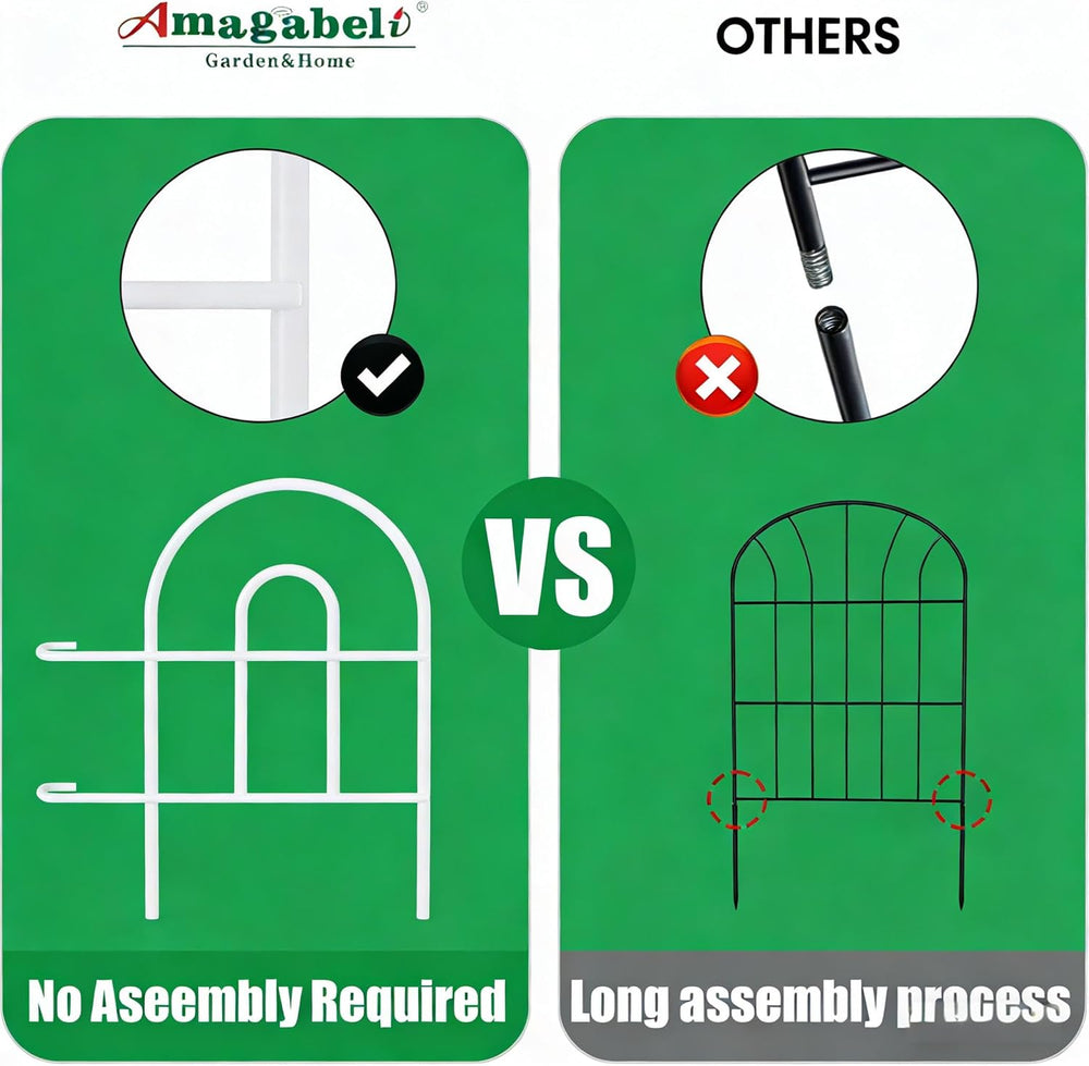 AMAGABELI 25 Panels 24in(H)×35ft(L) Decorative Garden Fence No Dig Rustproof ...