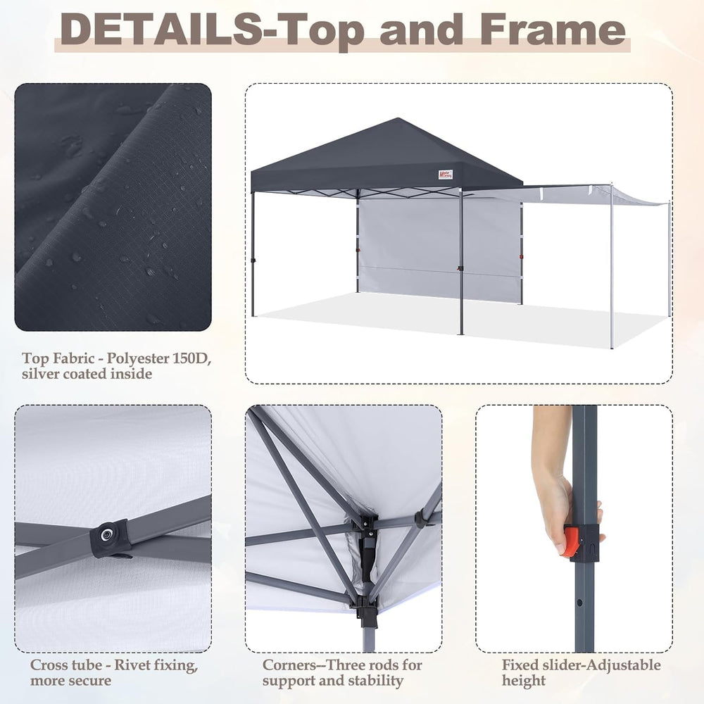 MASTERCANOPY 10x10 Pop Up Canopy Tent with 2 Shelters,230 Sq ft Drak Grey