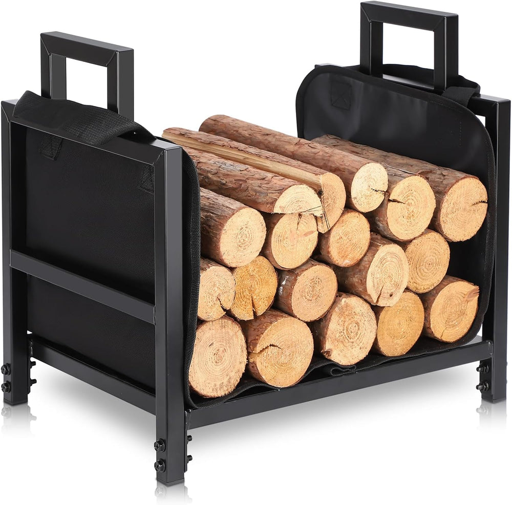 FEED GARDEN Firewood Rack Outdoor Indoor with Log Carrier Bag, 17.7 Inch Heav...