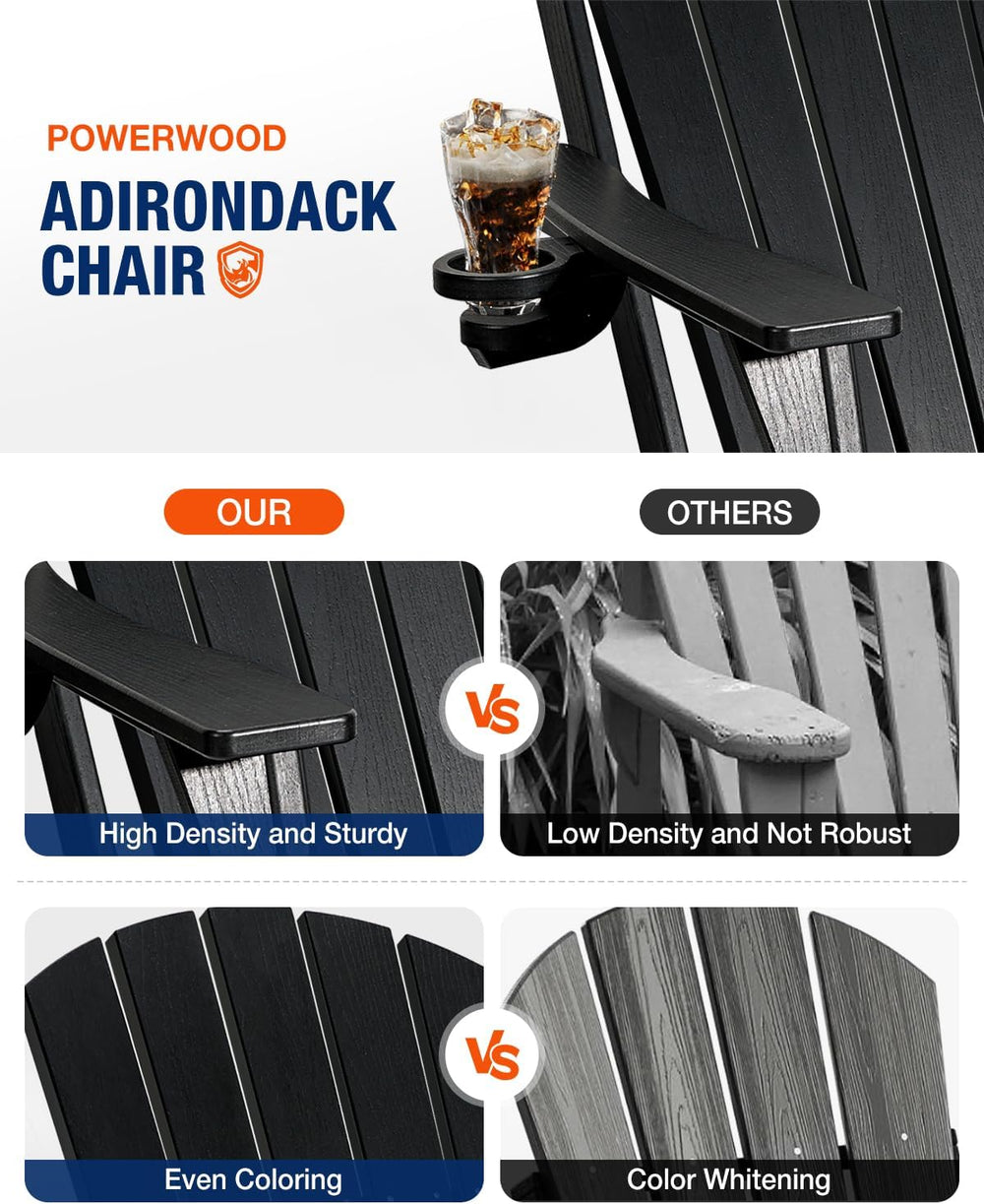 Adirondack Chairs Set of 4, Folding Plastic Adirondack Chairs with Cup Holder...