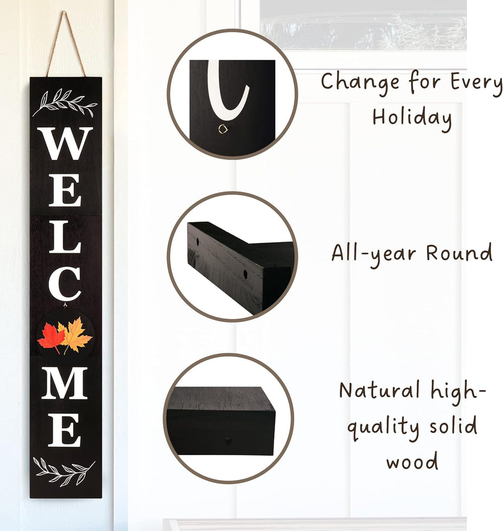 Perfnique Welcome sign for front porch standing, 47 x 7.9 Inch Wooden Leaner ...