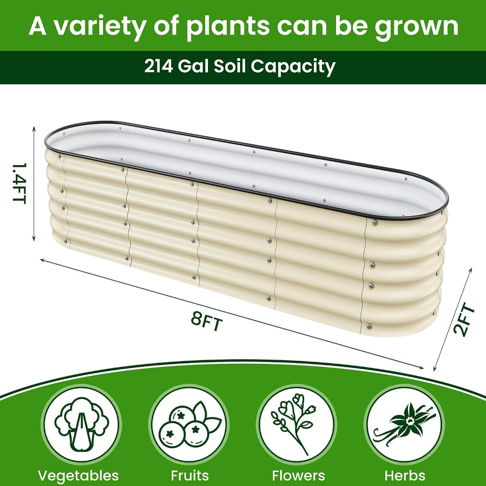 Raised Garden Beds 8 X 2 X 1.4Ft, Galvanized Raised Garden Beds Outdoor Plant...