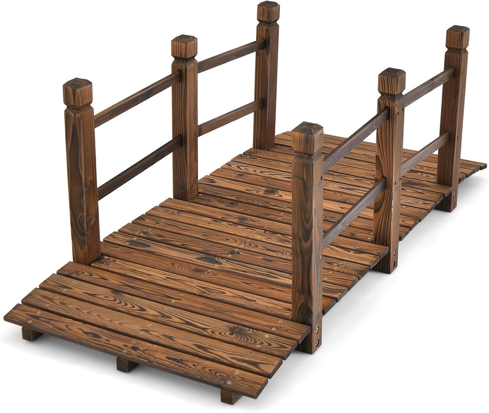HAPPYGRILL 5FT Wooden Garden Bridge with Double Safety Railings