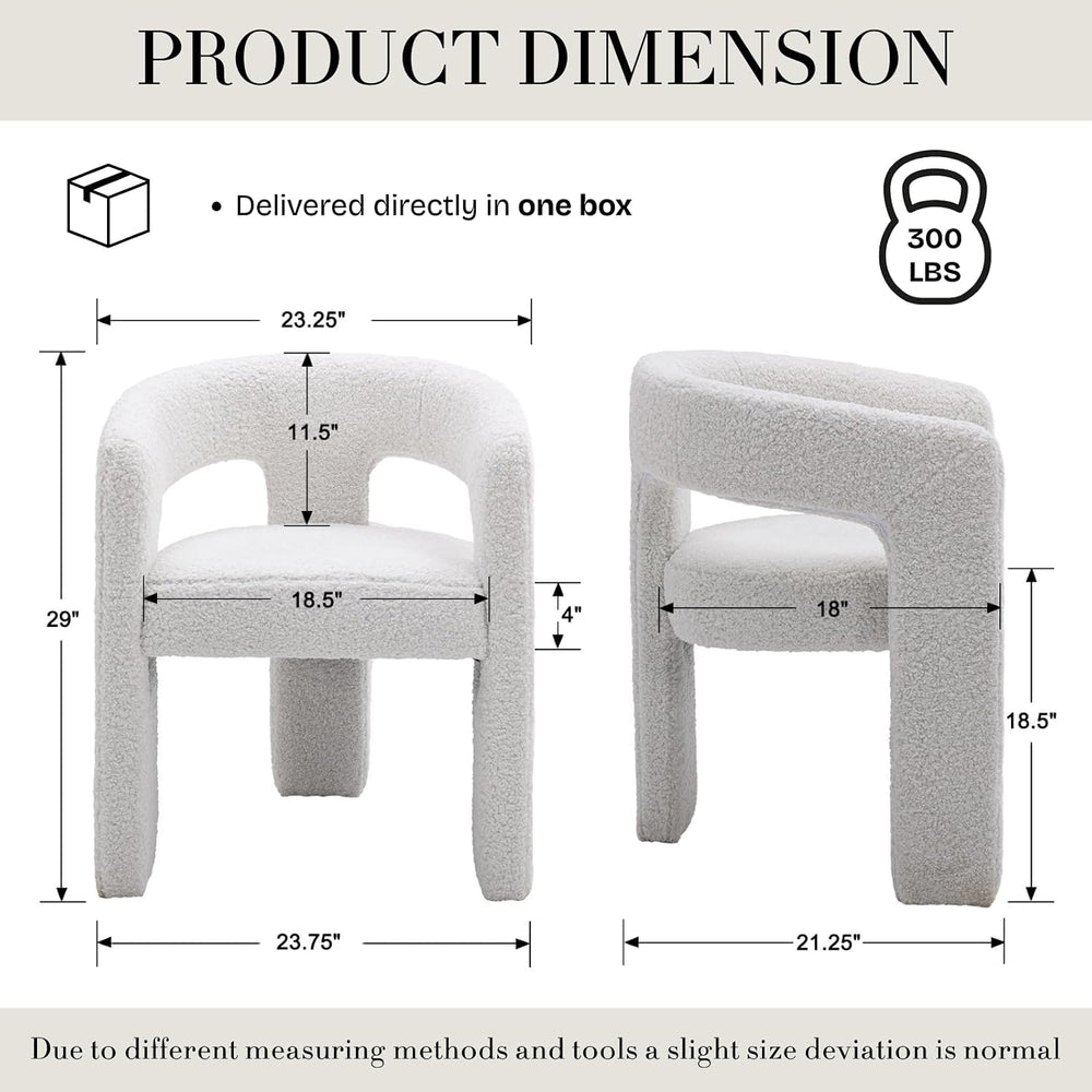 Modern Sherpa Barrel Dining Chair Upholstered Faux Fur Dining Room Chair with...