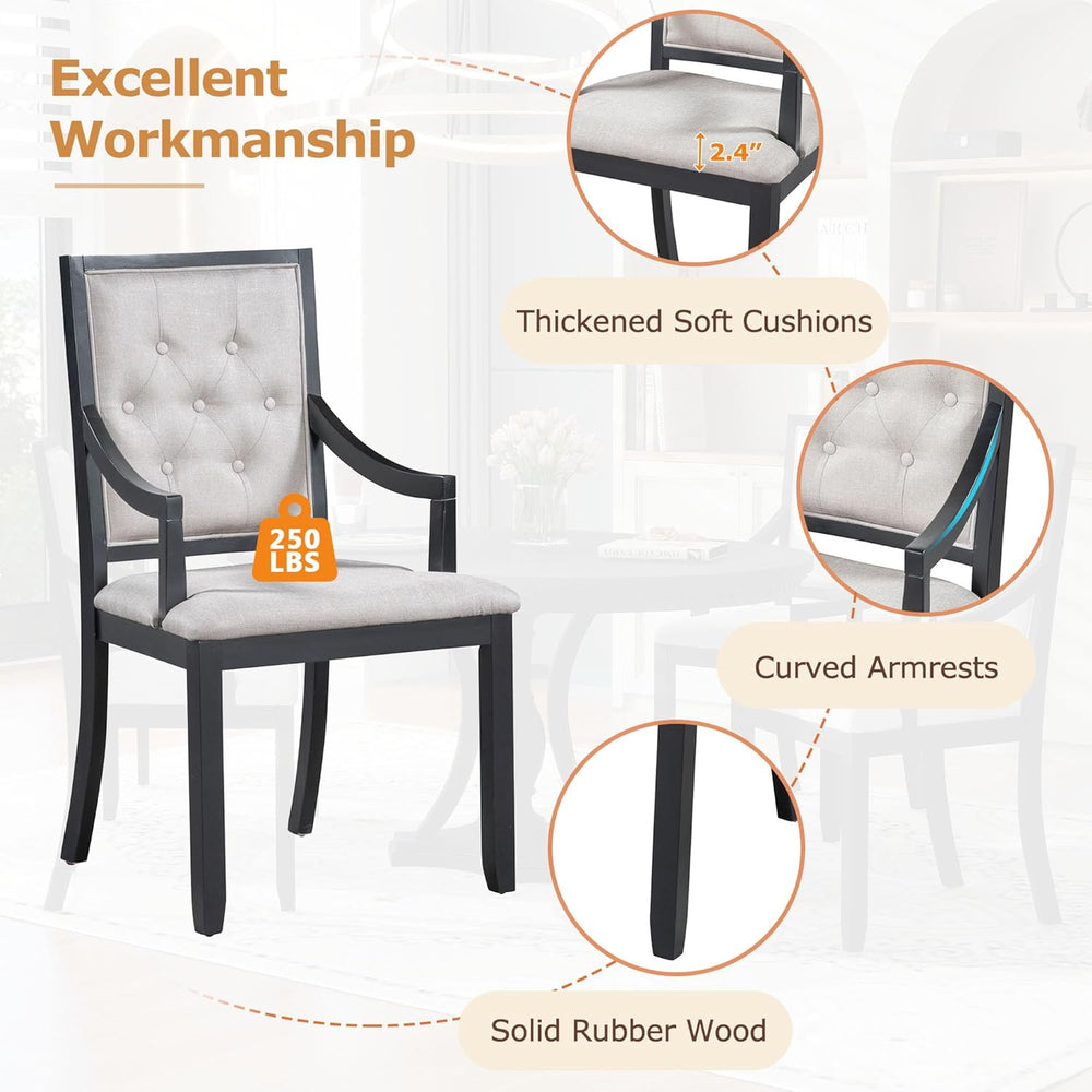 LUMISOL Extendable Round Dining Table Set for 4-6, 42"-58" Round to...
