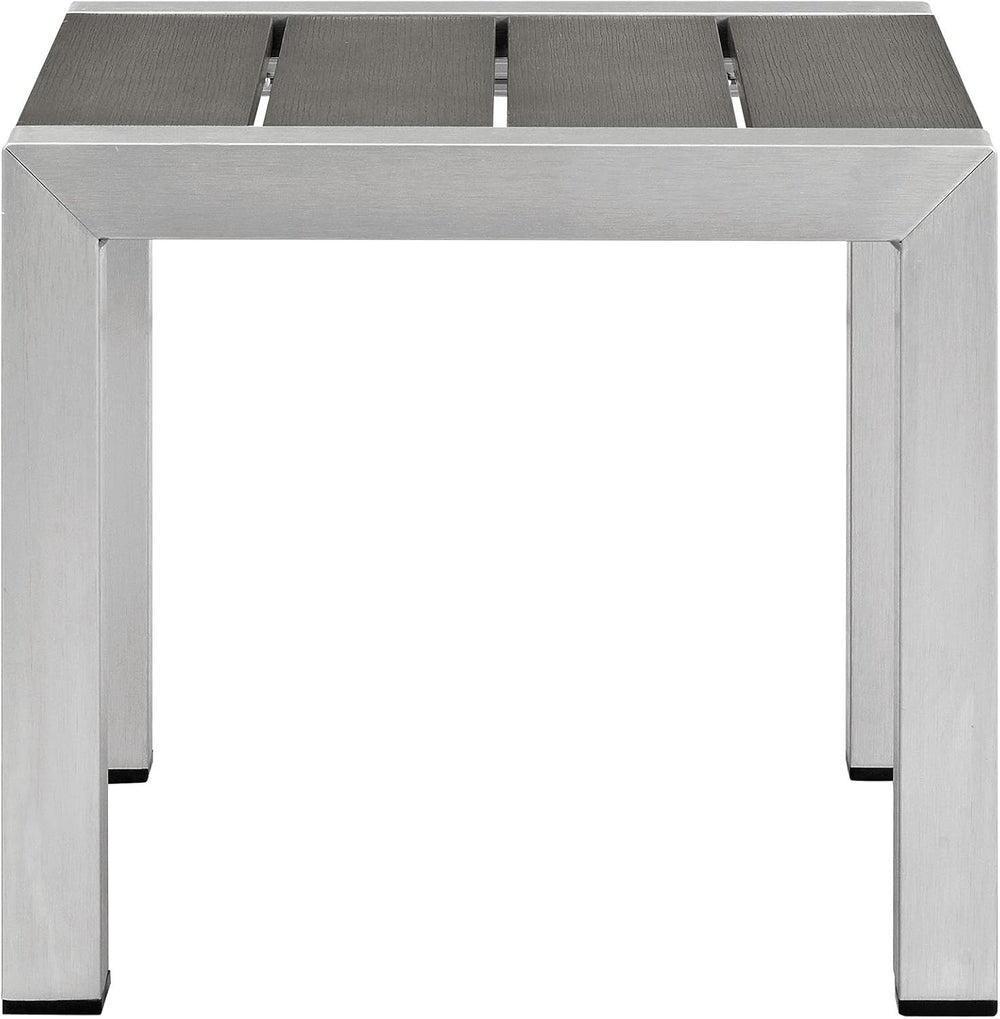 Lexmod Modway Shore 3-Piece Aluminum Outdoor Patio Furniture Set in Silver Navy