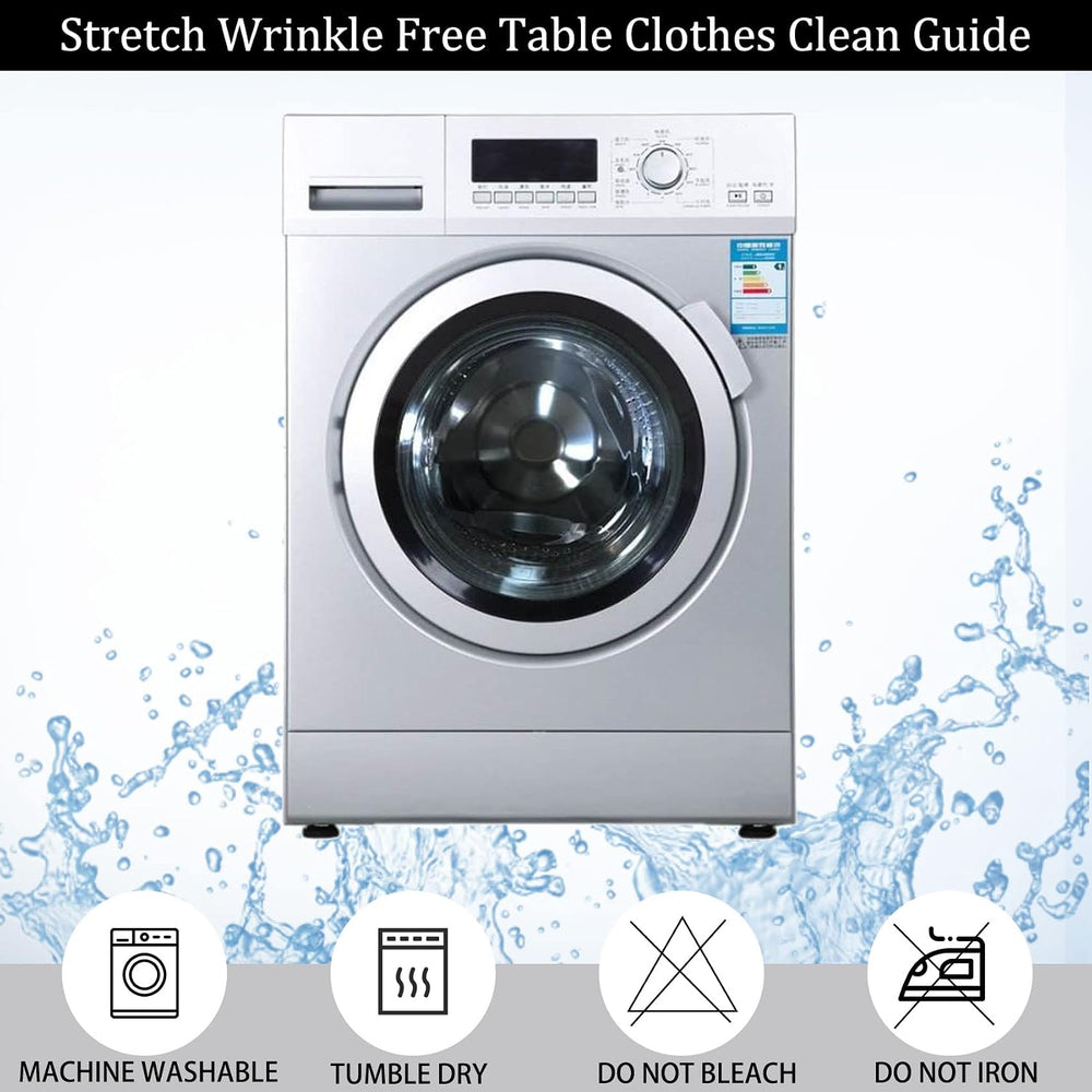 8 Pack 6FT Round Spandex Tablecloth 72” White Elastic Table Cover Washable Wr...