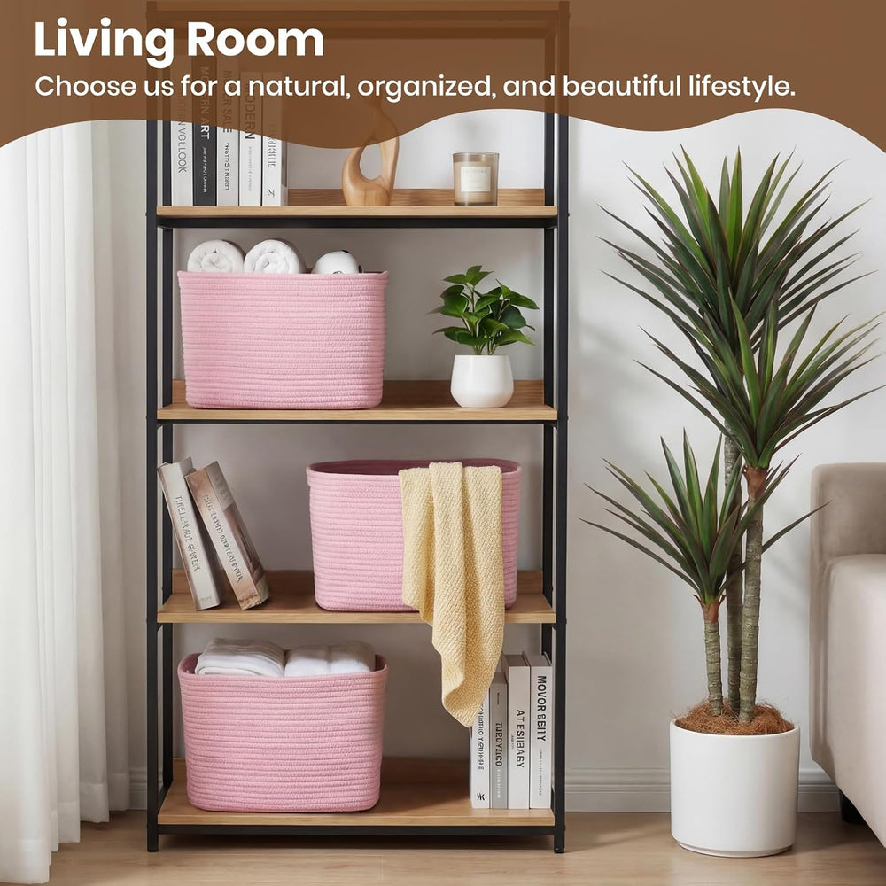 Storage Baskets for Organizing, 14 x 10 x 9” Closet Shelf Woven Baskets, Squa...