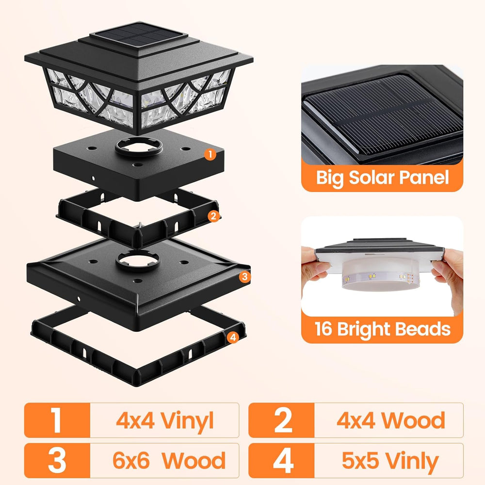 APONUO Solar Post Cap Lights 4x4 5x5 6x6, IP64 Waterproof