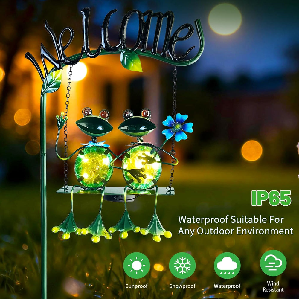 HONGLAND Solar Lights Outdoor Waterproof, Frog Swing Garden Decor, Frog Decor...