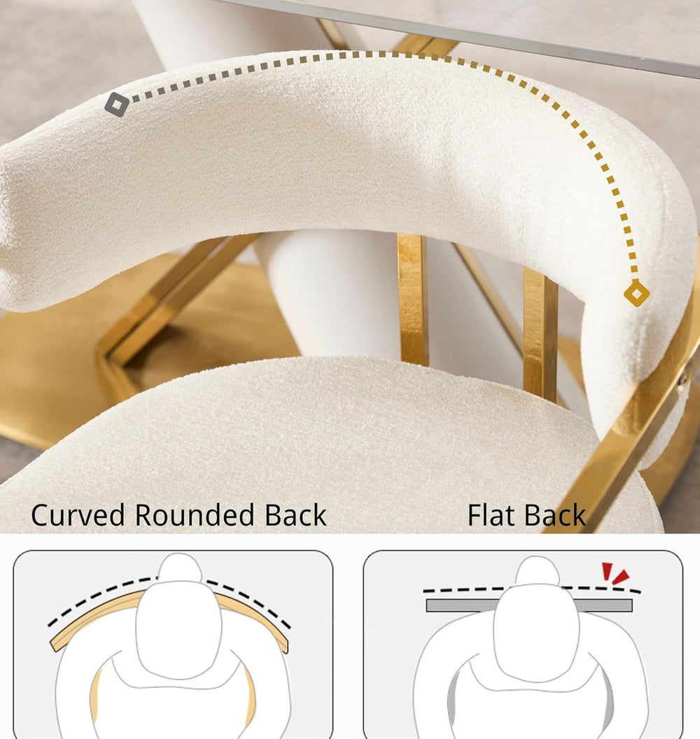 Hyfirm Boucle Dining Chairs Set of 4, Modern Barrel Upholstered Dining Room C...