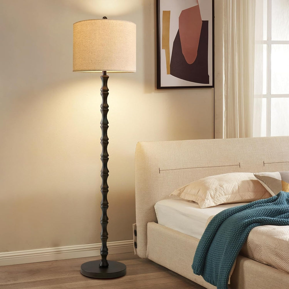 Wood Floor Lamps for Living Room Rattan Floor Lamp with Remote Control& 3...