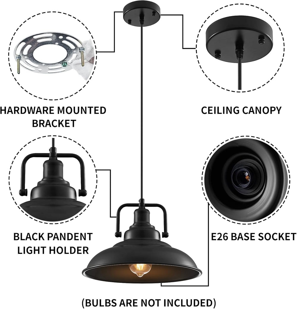 Black Pendant Light 12.5 inches 3 Packs, Farmhouse Pendant Light, Industrial ...