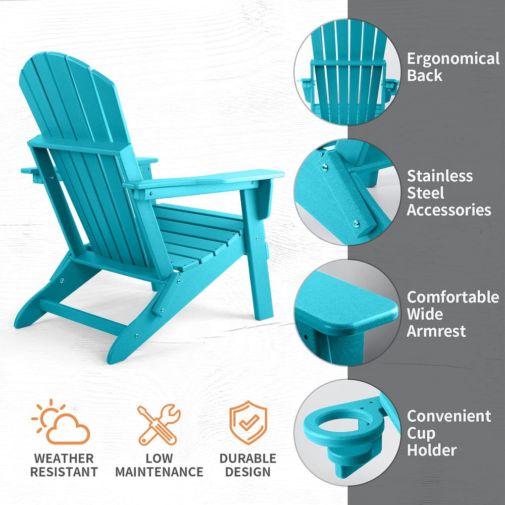 FUNBERRY Oversized Adirondack Folding Chair, Fire Pit Chairs 400LBS