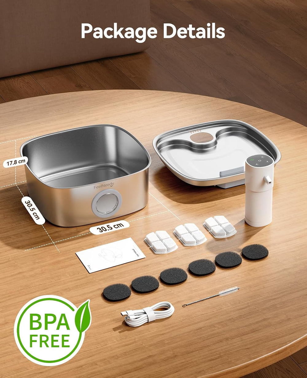 Cordless Wider Tray Dog Water Fountain, 5000mAh Battery Operated Dog Water Bo...