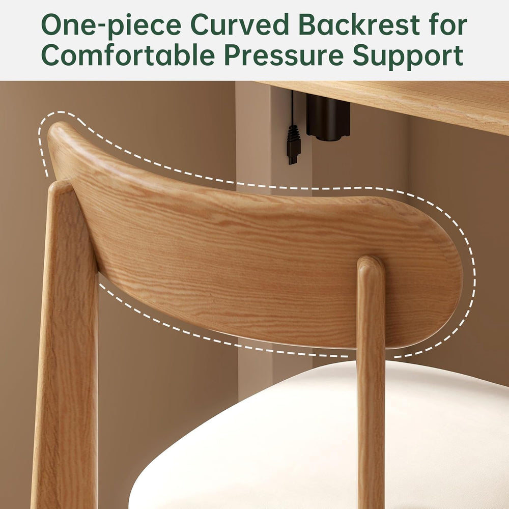 YESWOOD Oak Upholstered Dining Chairs Set of 4, Mid Century Modern Wood Dinin...
