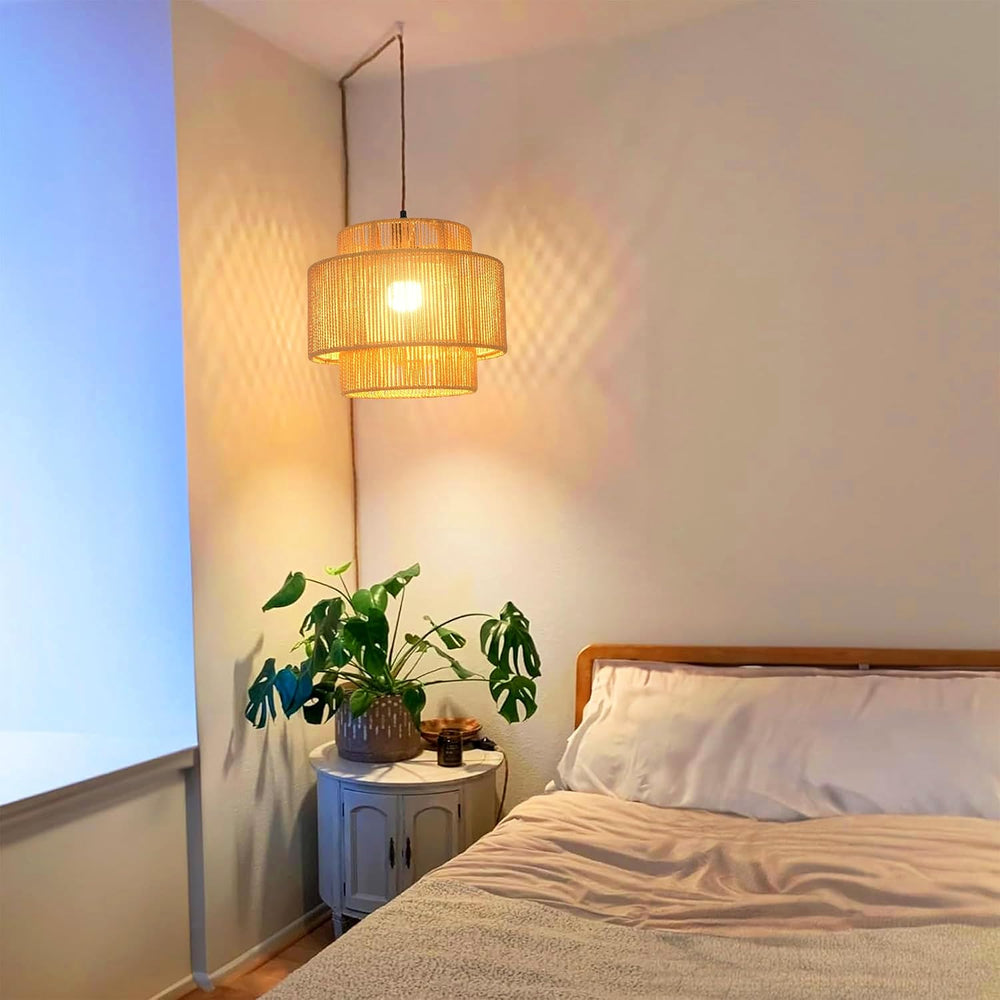 QIYIZM Plug in Pendant Light Hanging Lights with Plug in Cord Hanging Lamp Bo...