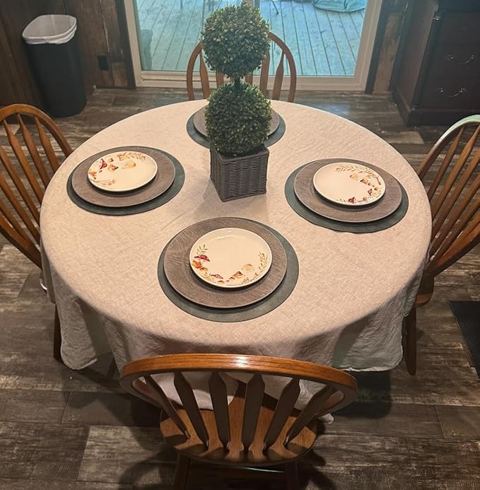 EVERLY 100% Pure Linen Round Tablecloths 70Inch Round Machine Washable Tablec...